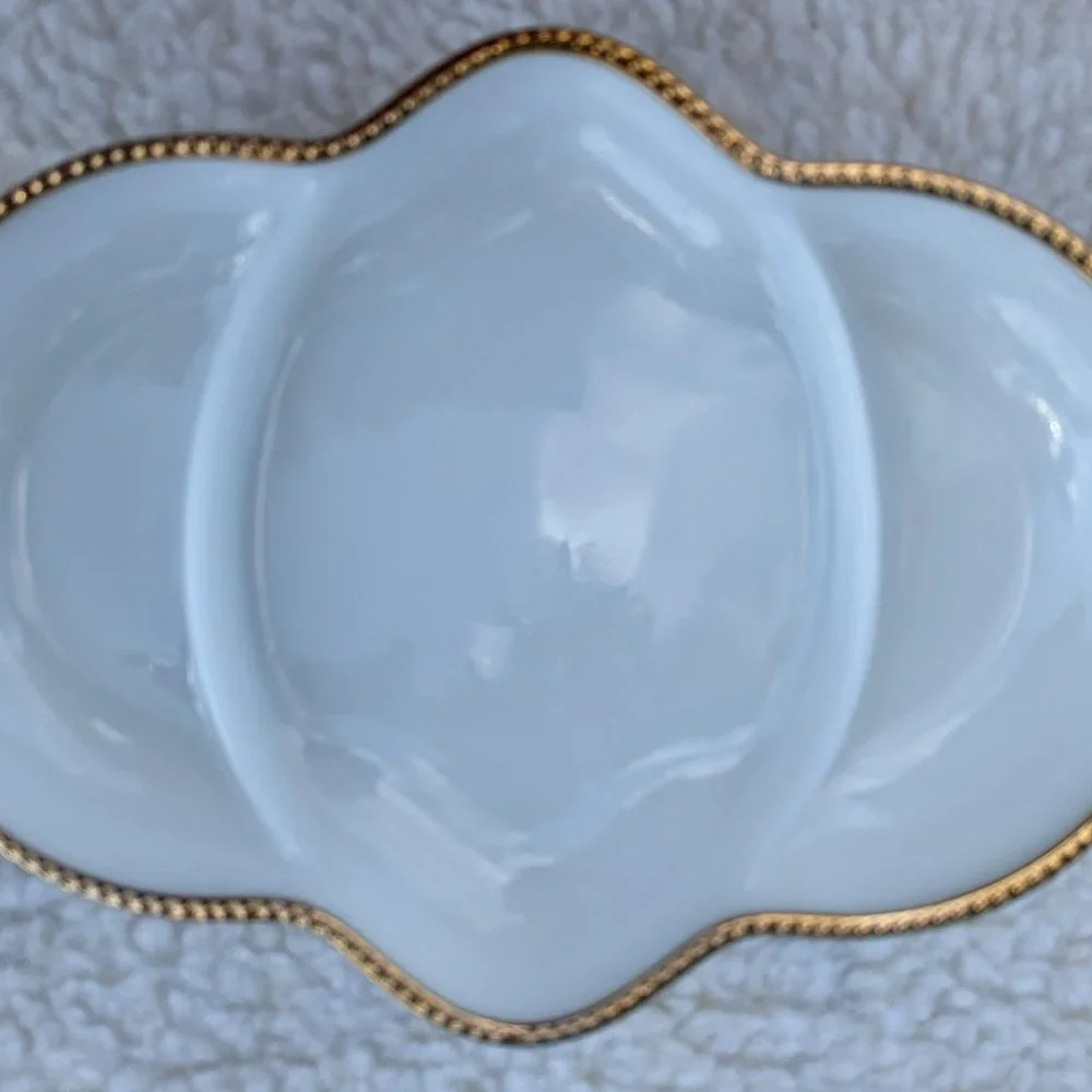 Fire King Oven Ware divided dish.